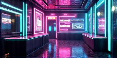 ネオン輝くサイバーパンク風の東京クラブ
