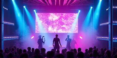 近未来的なステージで行われているライブパフォーマンス