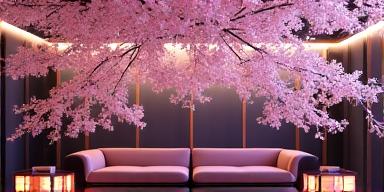 桜が咲き誇る豪華な会場風景