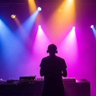 ステージ上のDJ、ライブパフォーマンスで観客を魅了