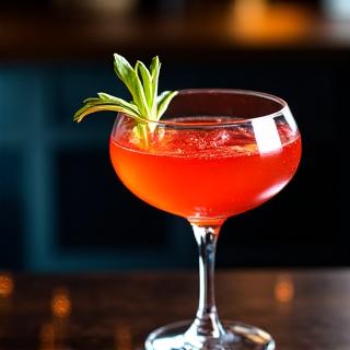 繊細に作られたシグネチャーカクテル、暗い背景にきらめく